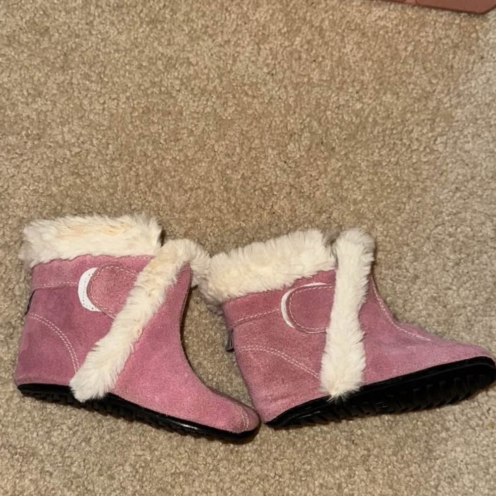 Pink Suede Fur-Lined Boots